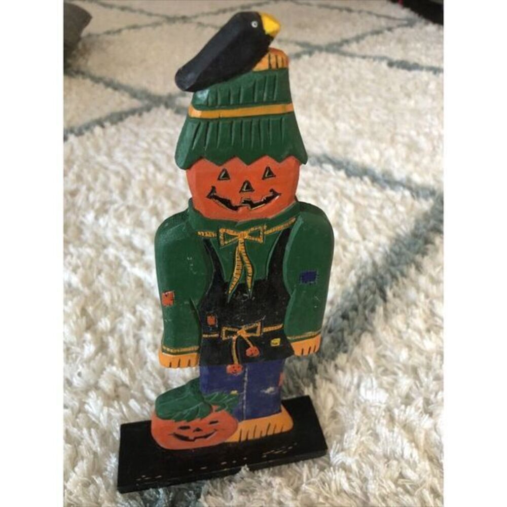 Vintage 1994 New Creative Enterprises WOOD PUMPKIN MAN Wood Halloween Decoration